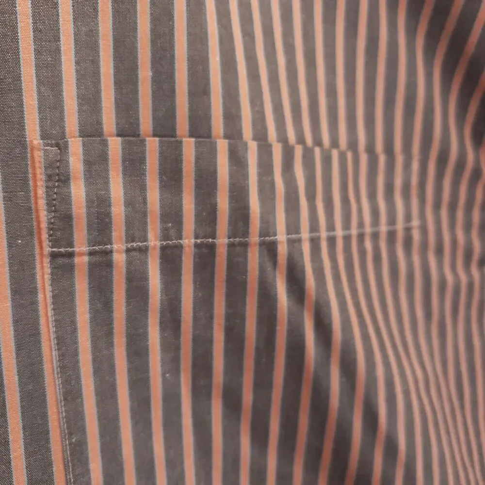 Ted Baker London Dress Shirt Men 16.5 34/35 Brown Pink Striped Cotton Flip Cuffs